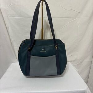 Nanette Lepore shoulder bag in a blue and grey pebbled faux leather finish